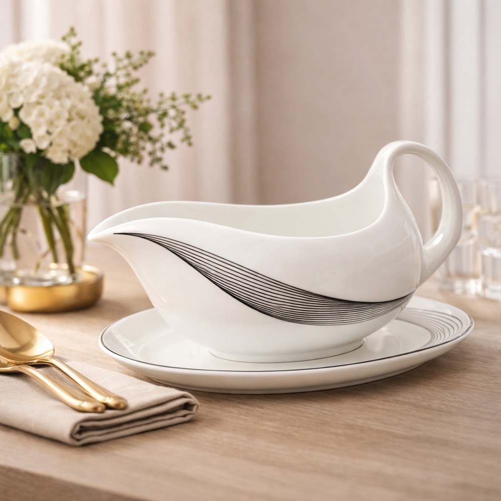 Wedgwood Apollo Gravy Boat with Saucer – Bone China Shape 225 – Elegant & Rare